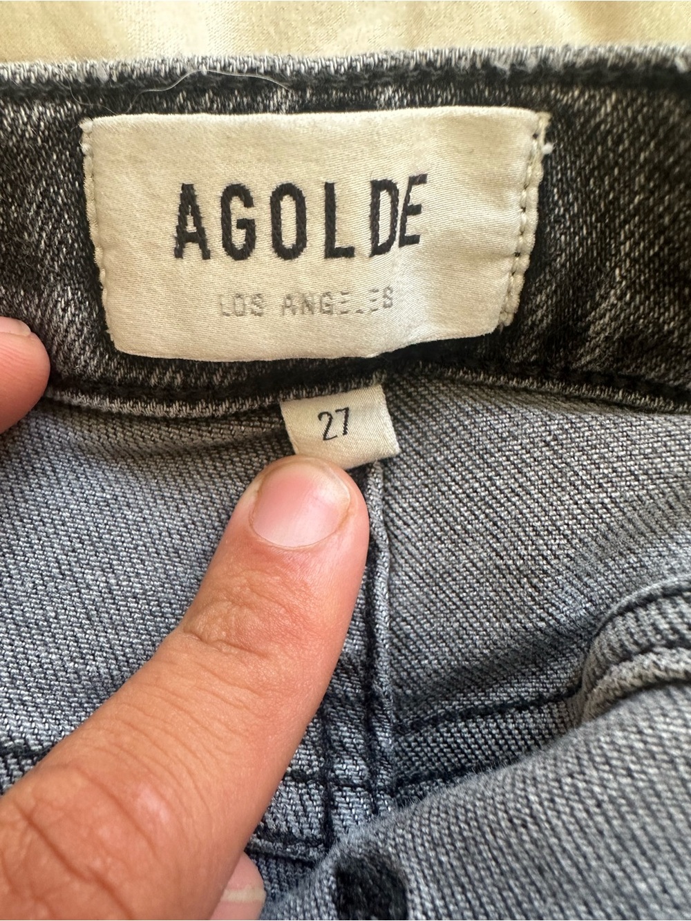 Agolde Washed Charcoal High-Rise Skinny Jeans - Picture 3 of 4